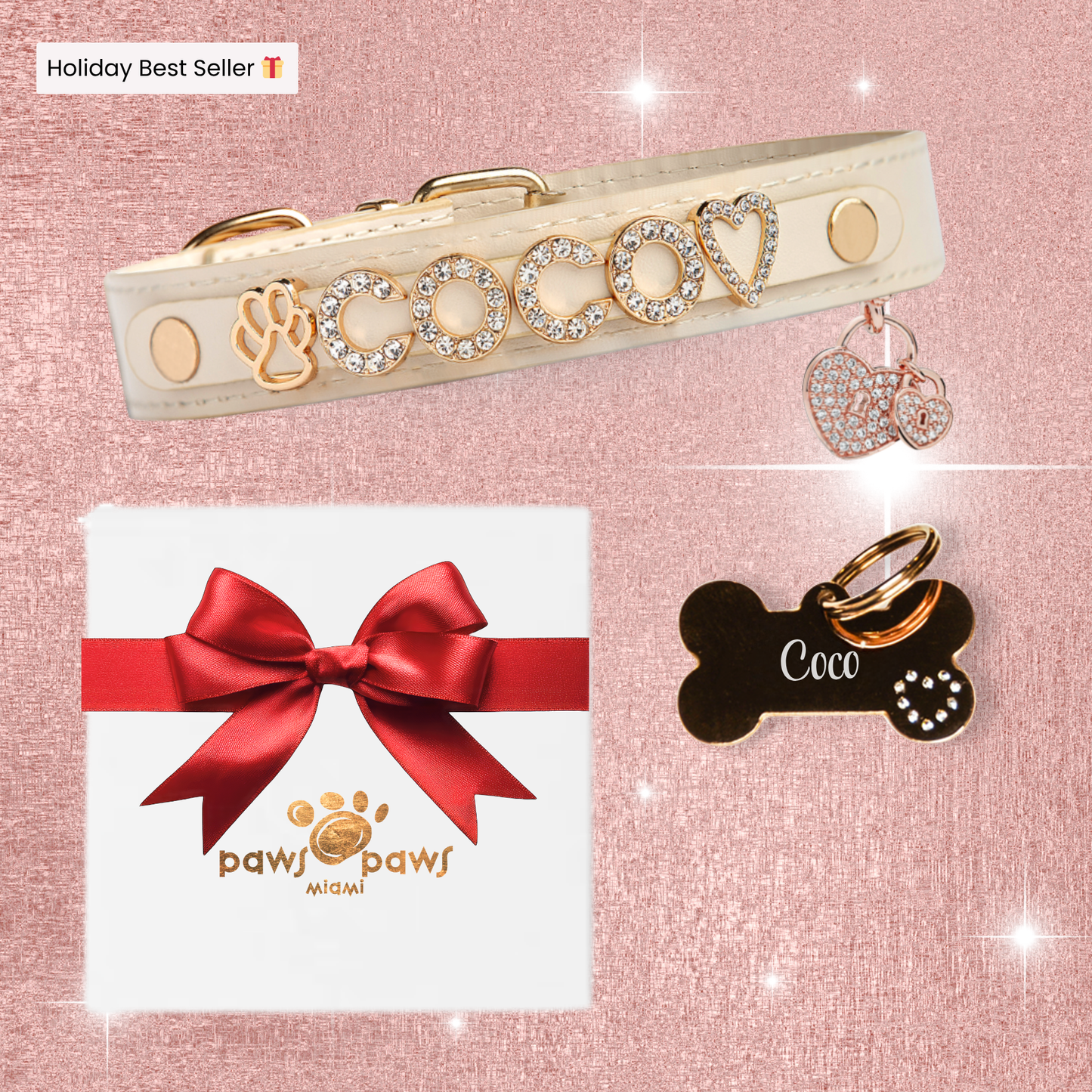 Deluxe Sparkle Gift Set – Collar, ID Tag, Pendant Charm & Gift Box