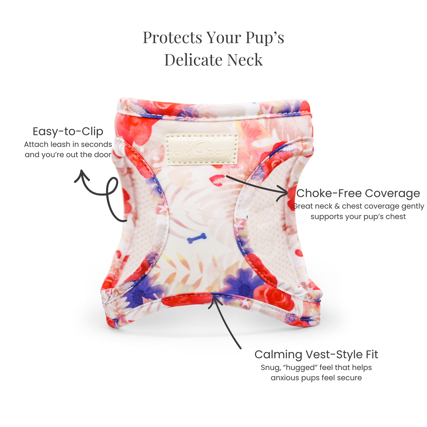 Step-In, No-Choke, Breathable Paws Paws Miami Floral Harness