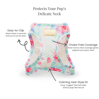 Step-In, No-Choke, Breathable Paws Paws Miami Floral Harness