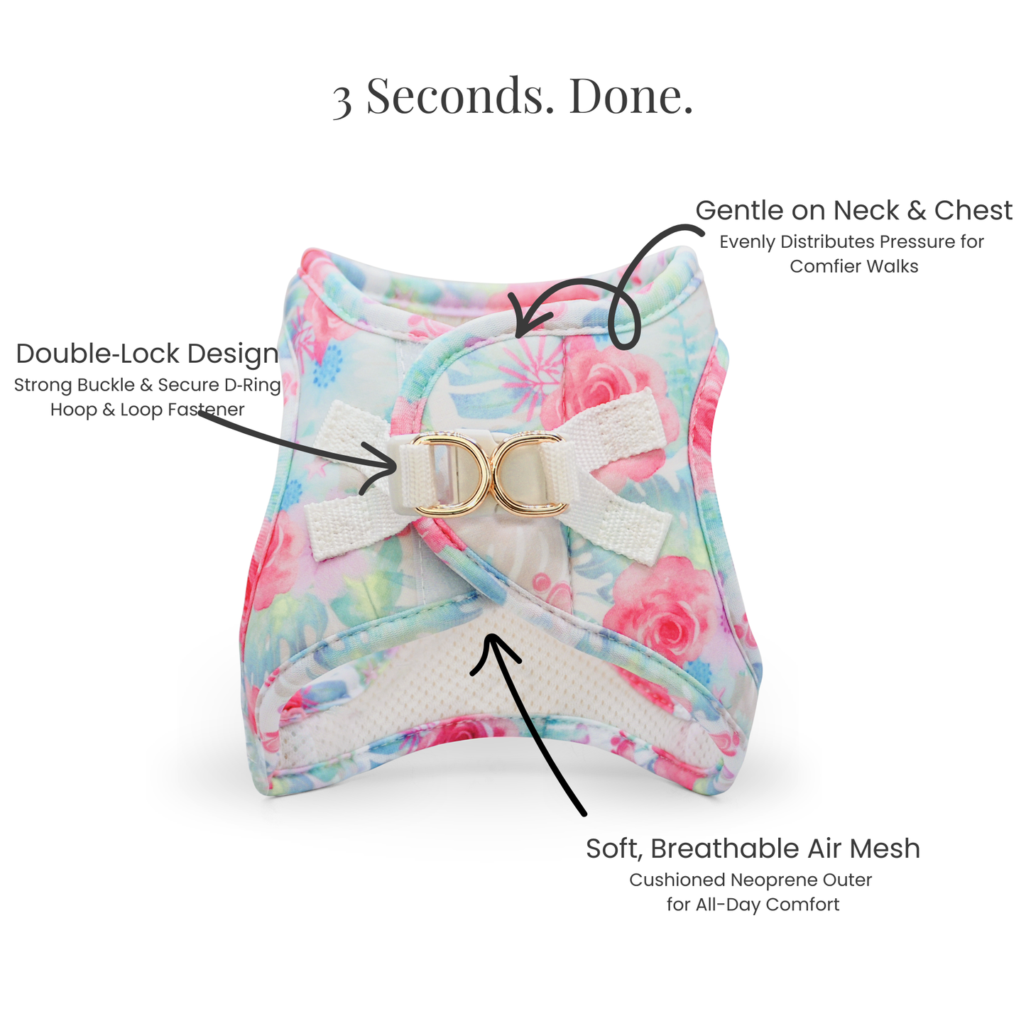 Step-In, No-Choke, Breathable Paws Paws Miami Floral Harness