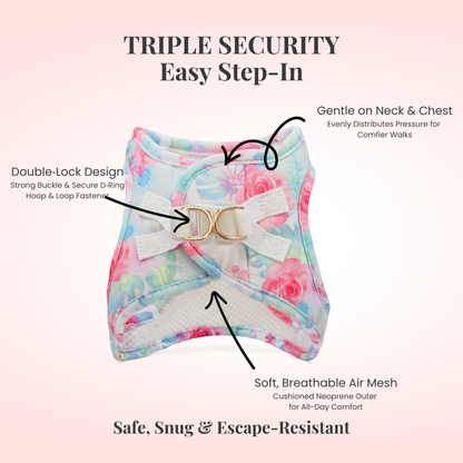 Step-In, No-Choke, Breathable Paws Paws Miami Floral Harness