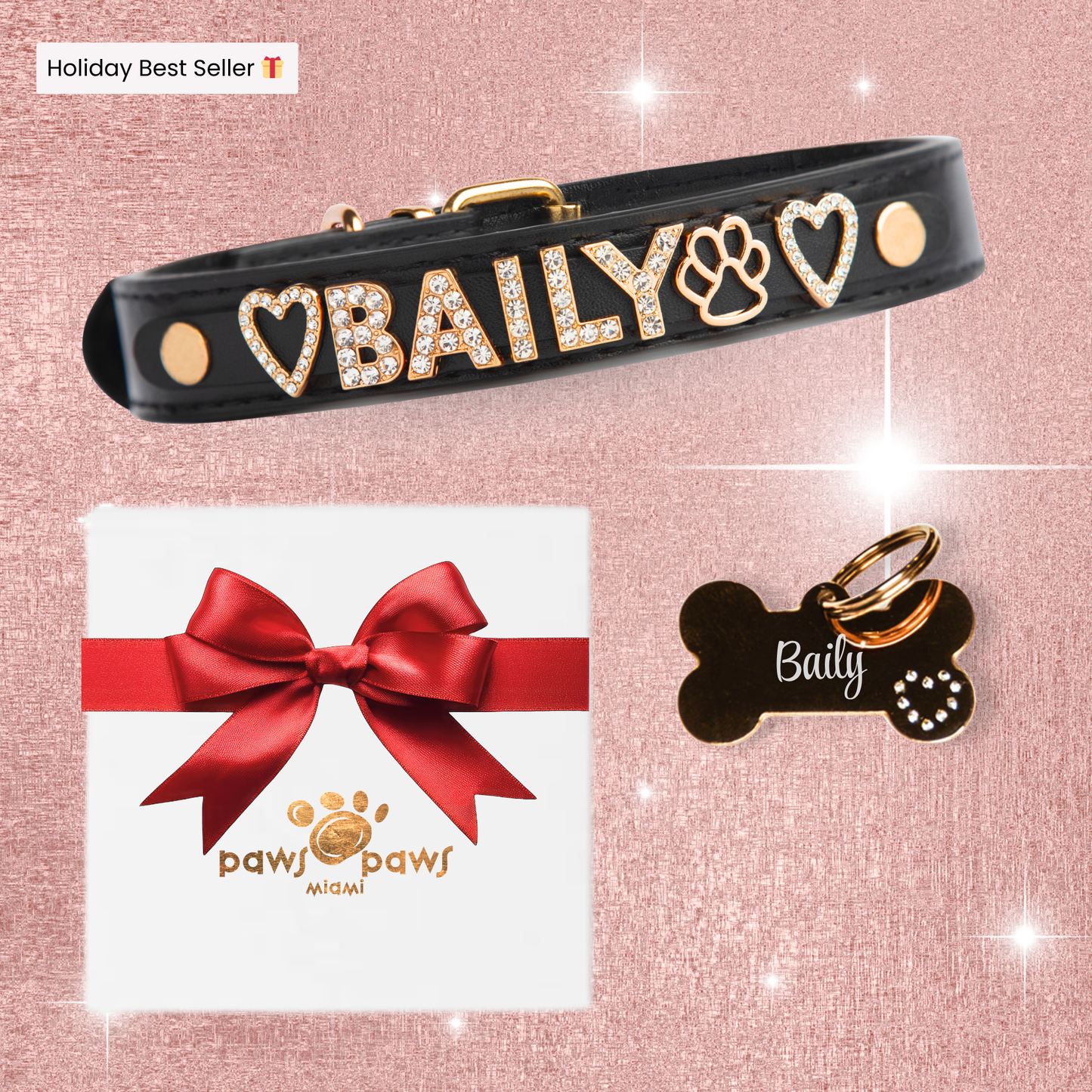 Classic Sparkle Gift Set – Collar, Engraved Tag & Gift Box