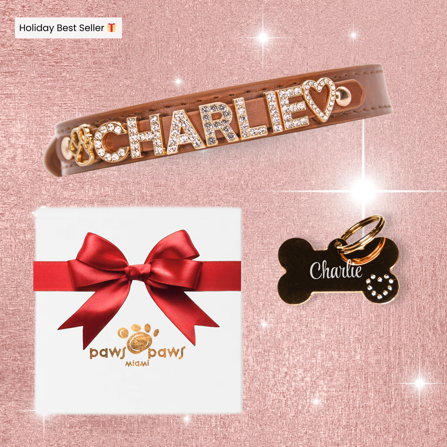 Classic Sparkle Gift Set – Collar, Engraved Tag & Gift Box