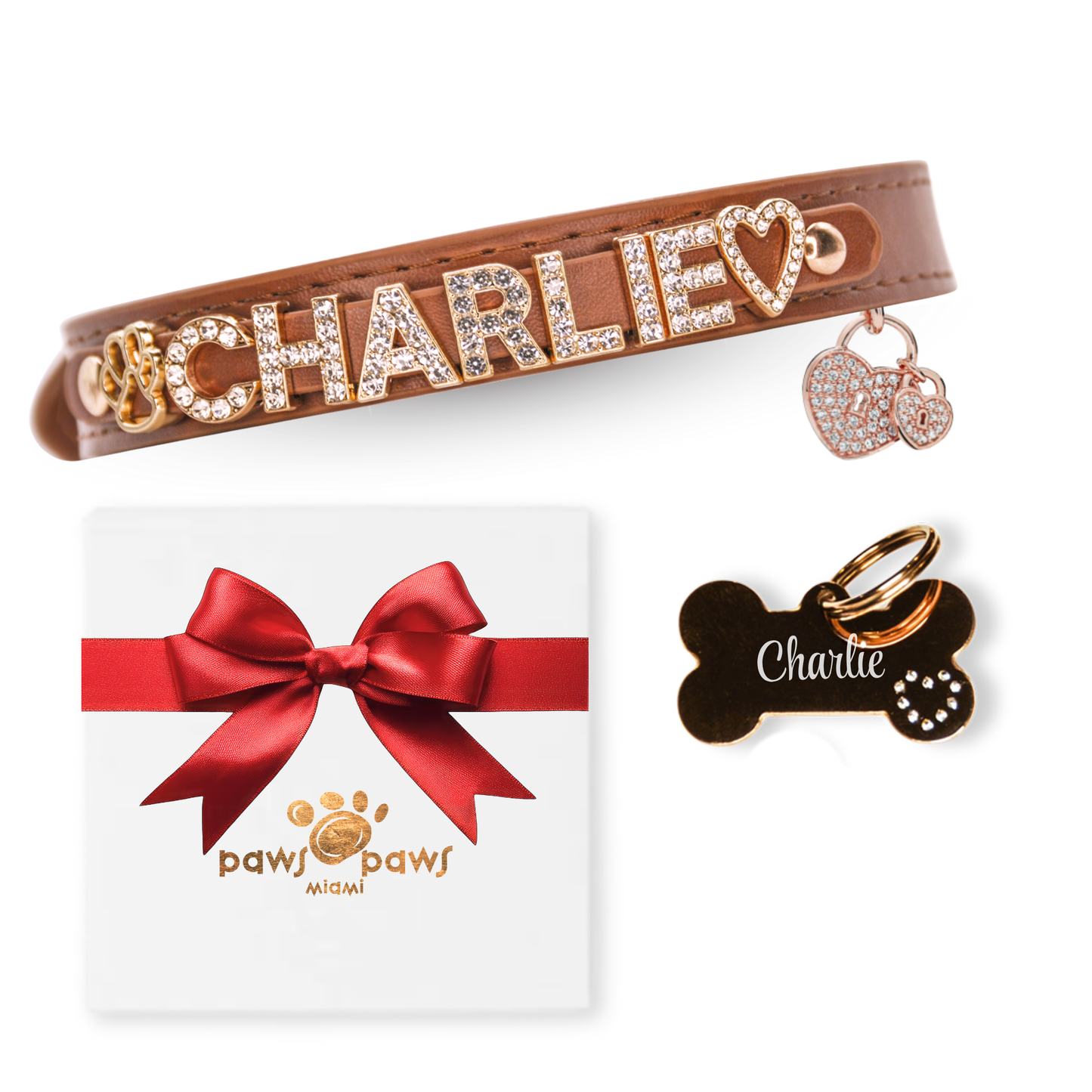 Deluxe Sparkle Gift Set – Collar, ID Tag, Pendant Charm & Gift Box