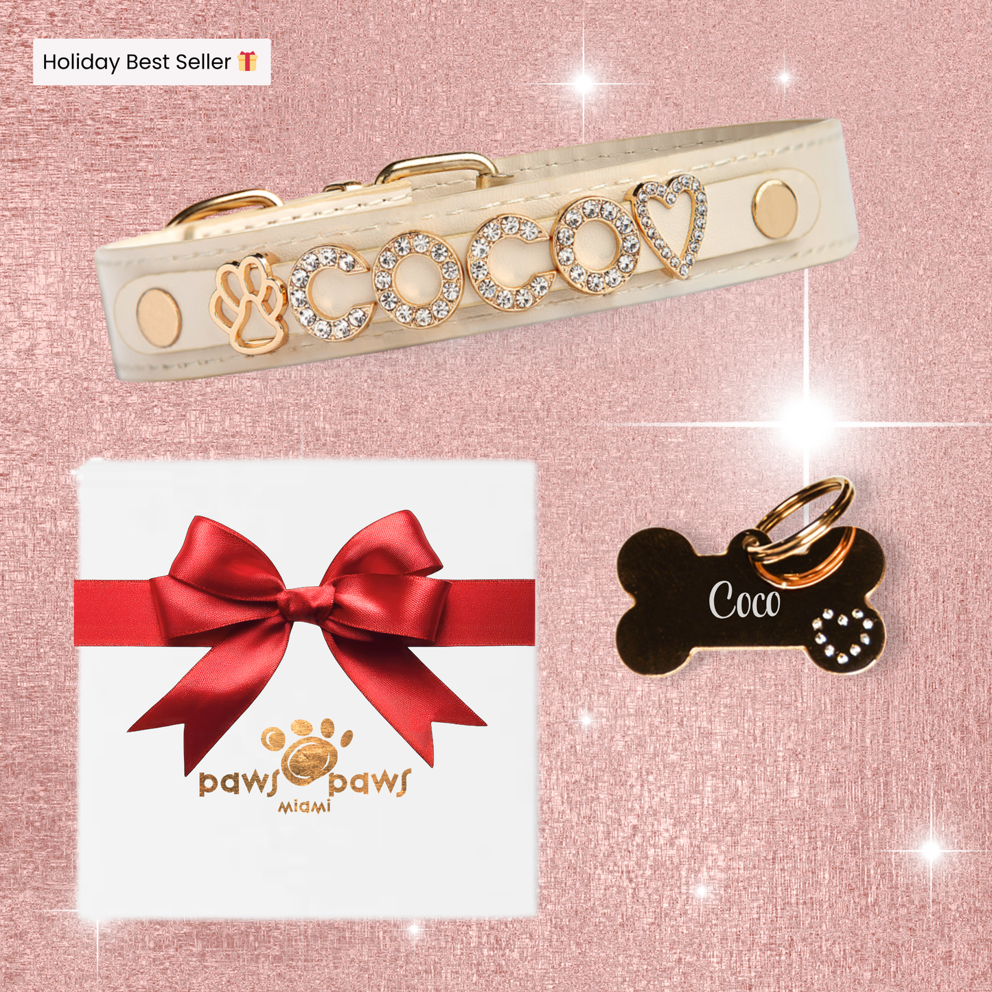 Classic Sparkle Gift Set – Collar, Engraved Tag & Gift Box
