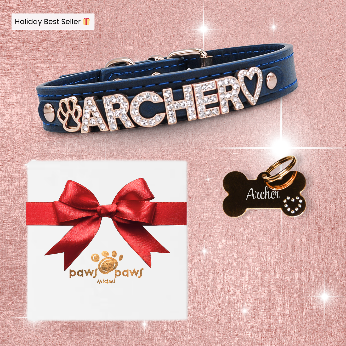 Classic Sparkle Gift Set – Collar, Engraved Tag & Gift Box
