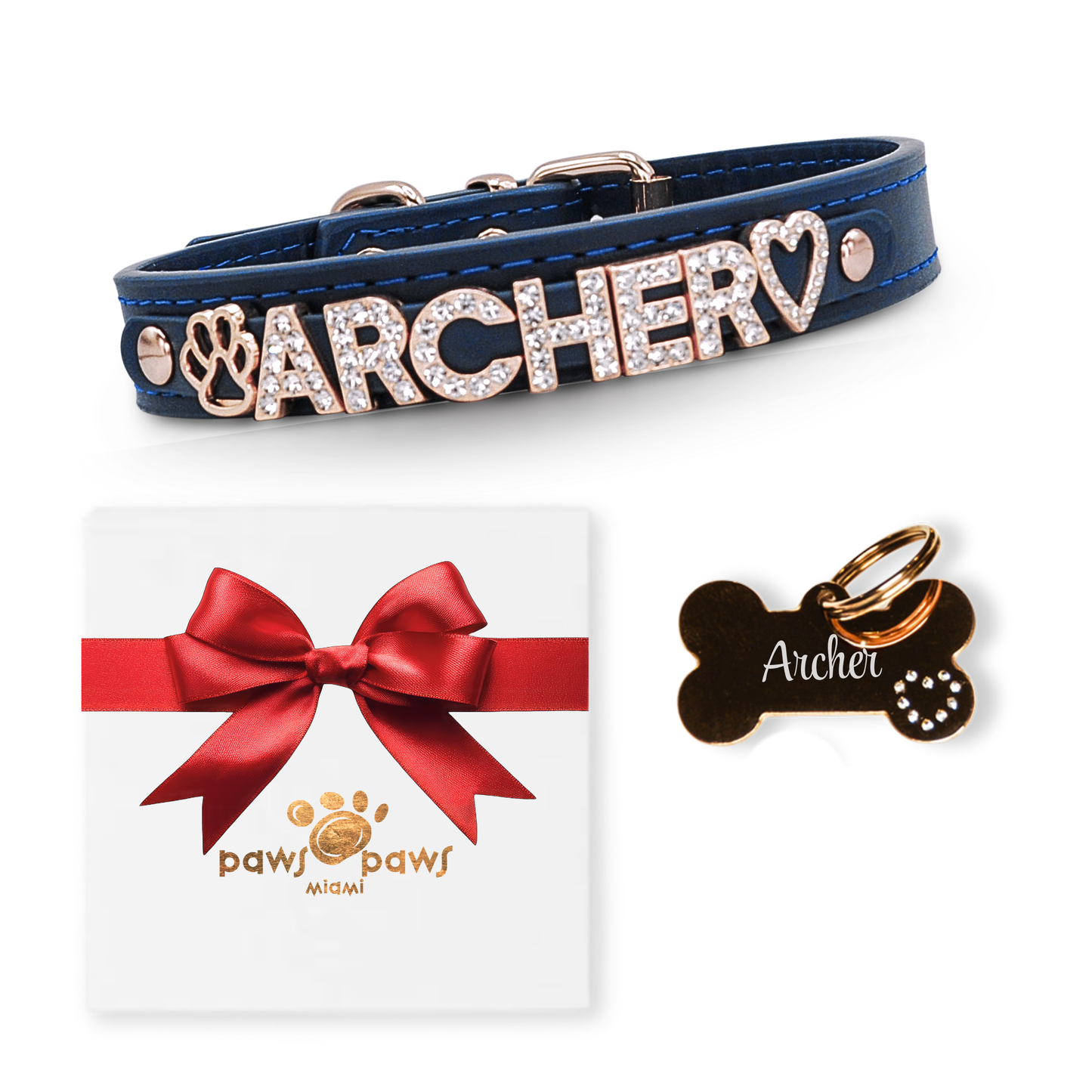 Classic Sparkle Gift Set – Collar, Engraved Tag & Gift Box