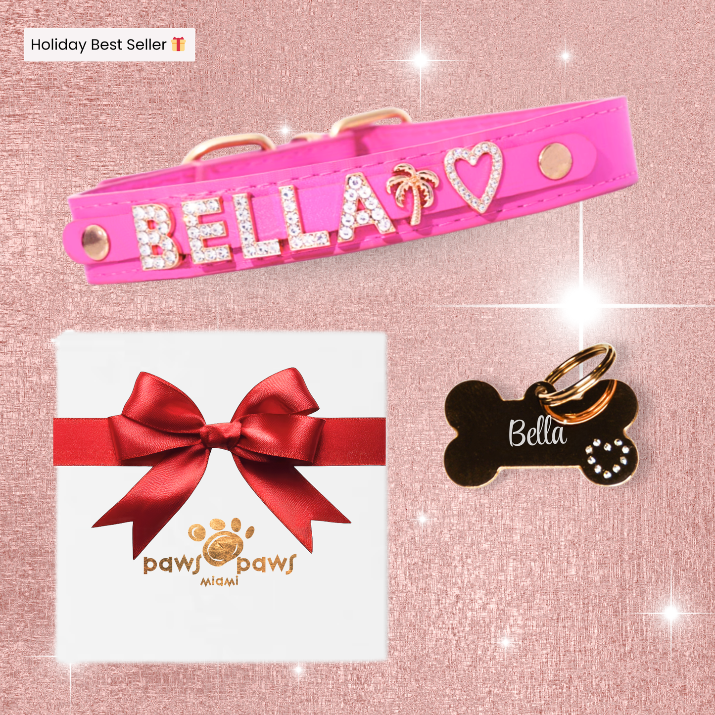 Classic Sparkle Gift Set – Collar, Engraved Tag & Gift Box