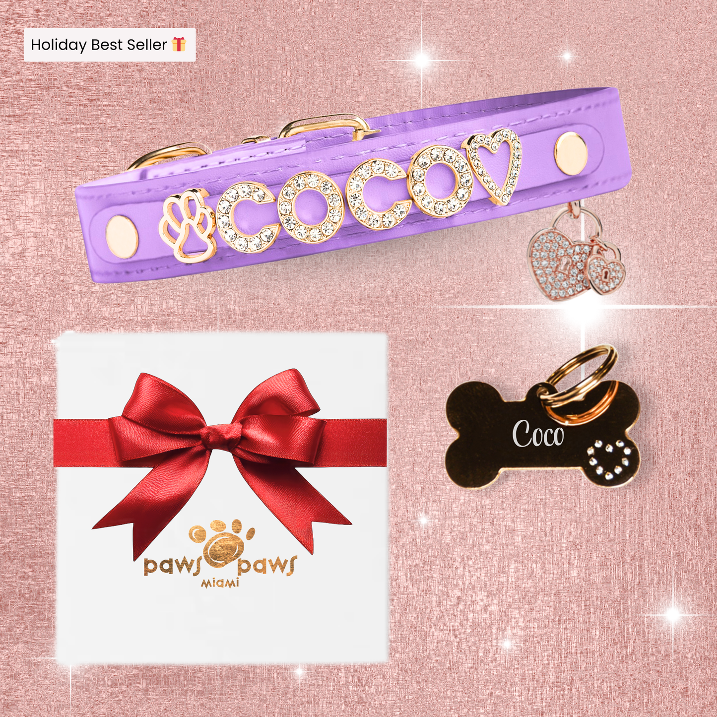 Deluxe Sparkle Gift Set – Collar, ID Tag, Pendant Charm & Gift Box