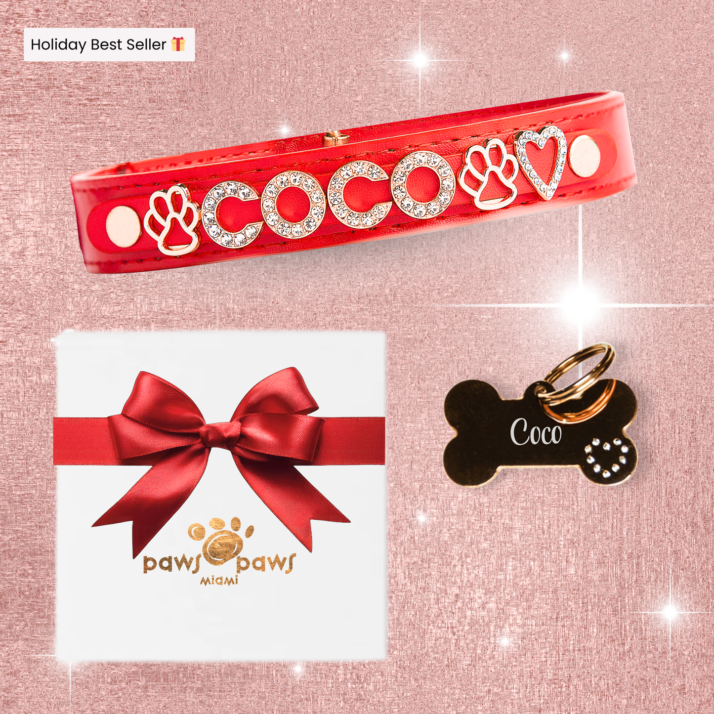 Classic Sparkle Gift Set – Collar, Engraved Tag & Gift Box
