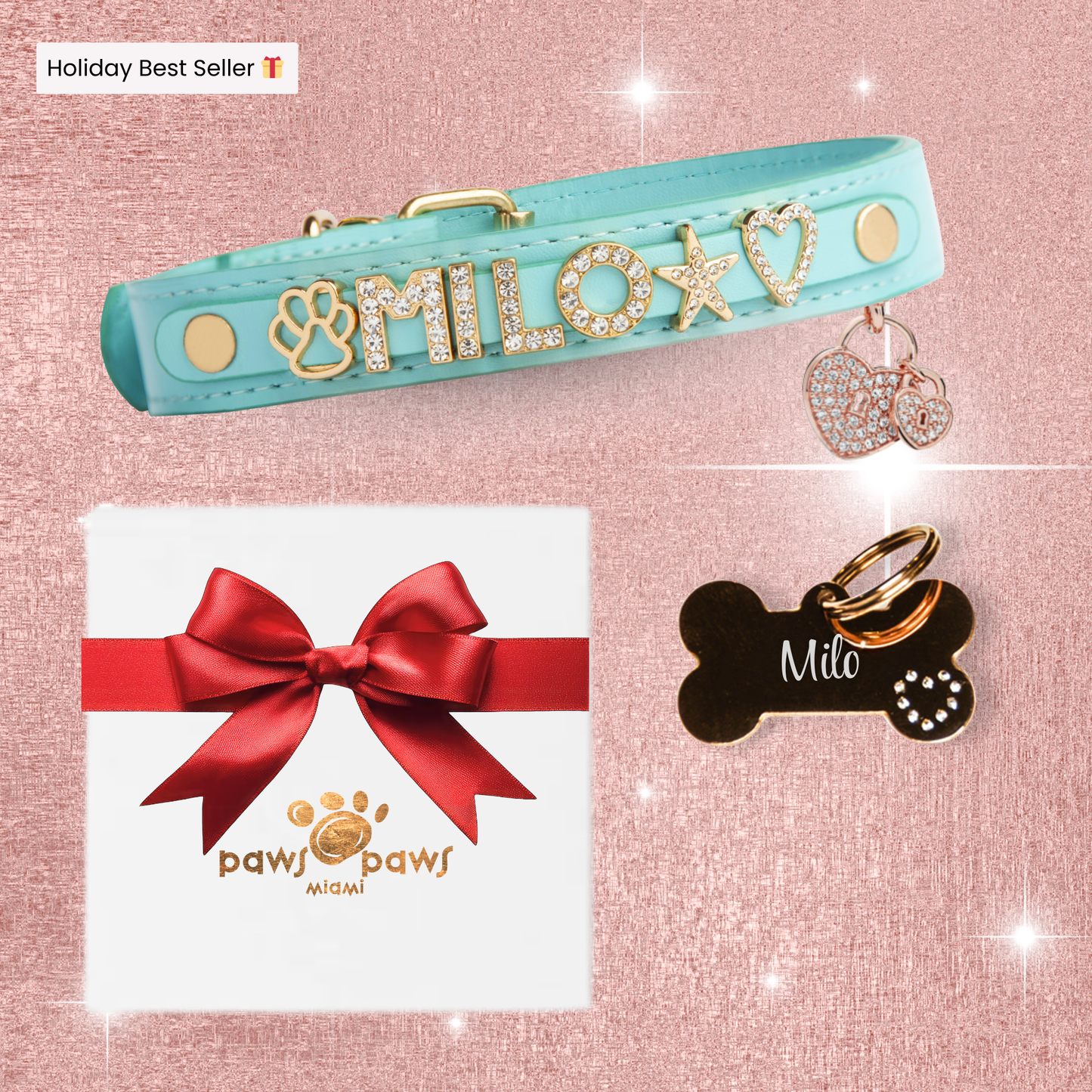 Deluxe Sparkle Gift Set – Collar, ID Tag, Pendant Charm & Gift Box