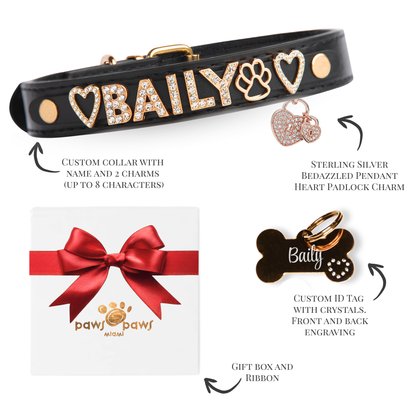 Deluxe Sparkle Gift Set – Collar, ID Tag, Pendant Charm & Gift Box