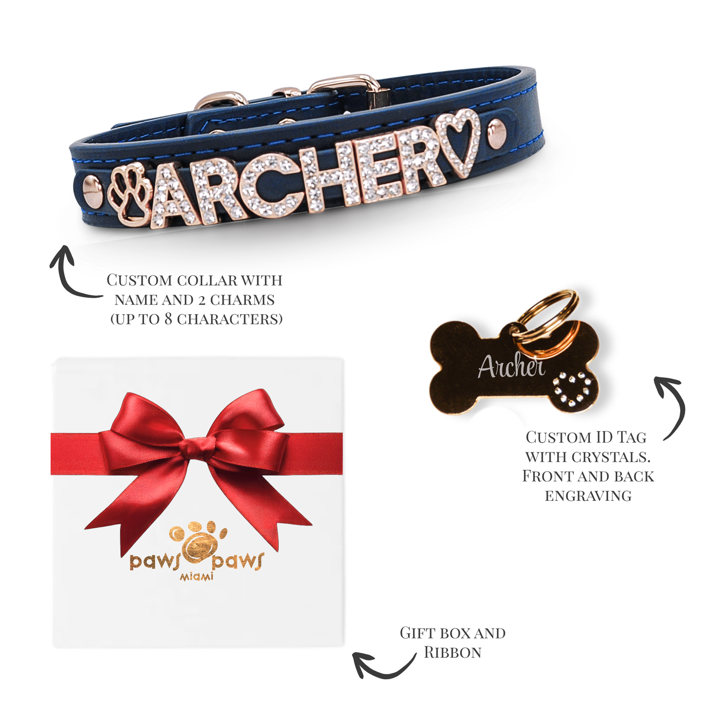Classic Sparkle Gift Set – Collar, Engraved Tag & Gift Box