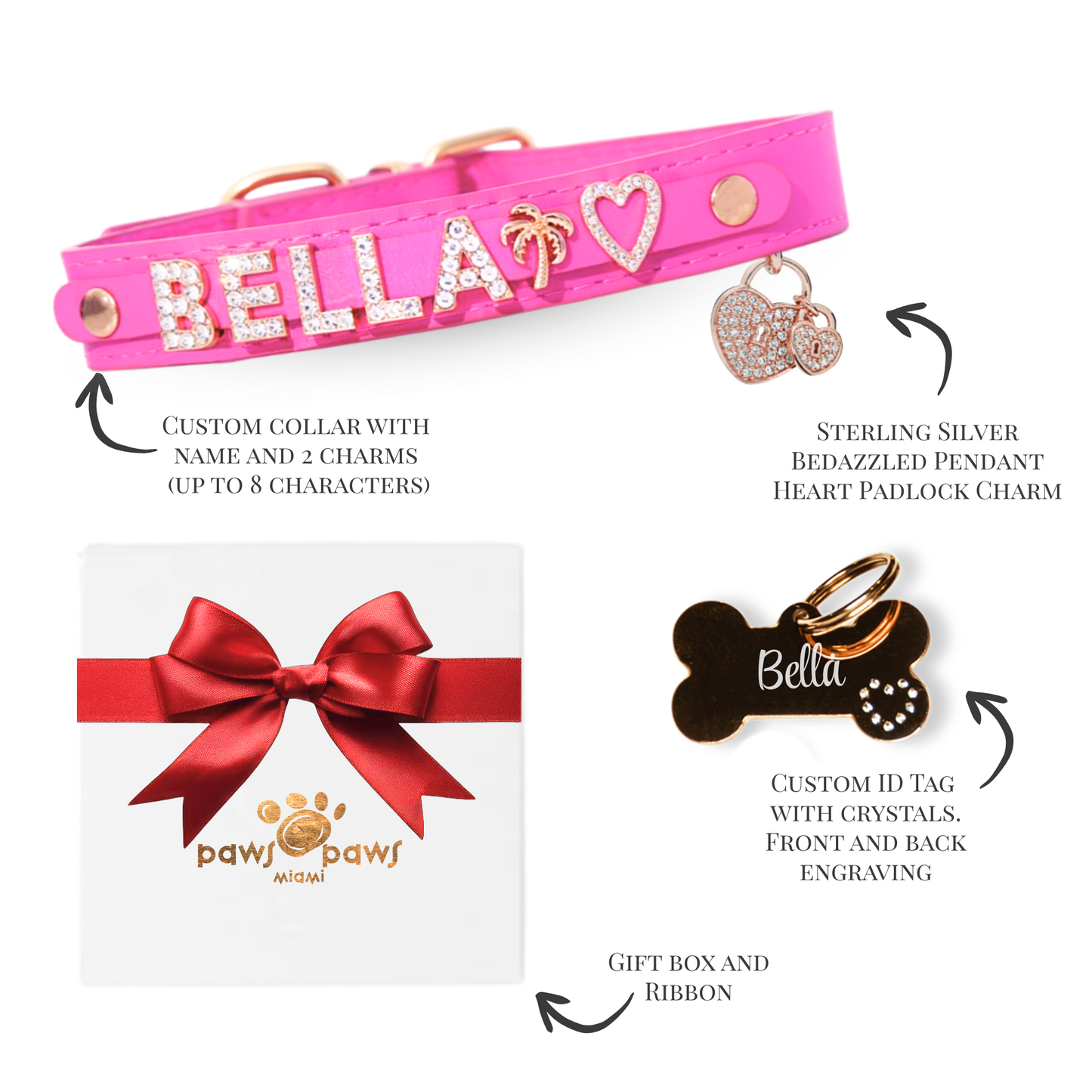 Deluxe Sparkle Gift Set – Collar, ID Tag, Pendant Charm & Gift Box
