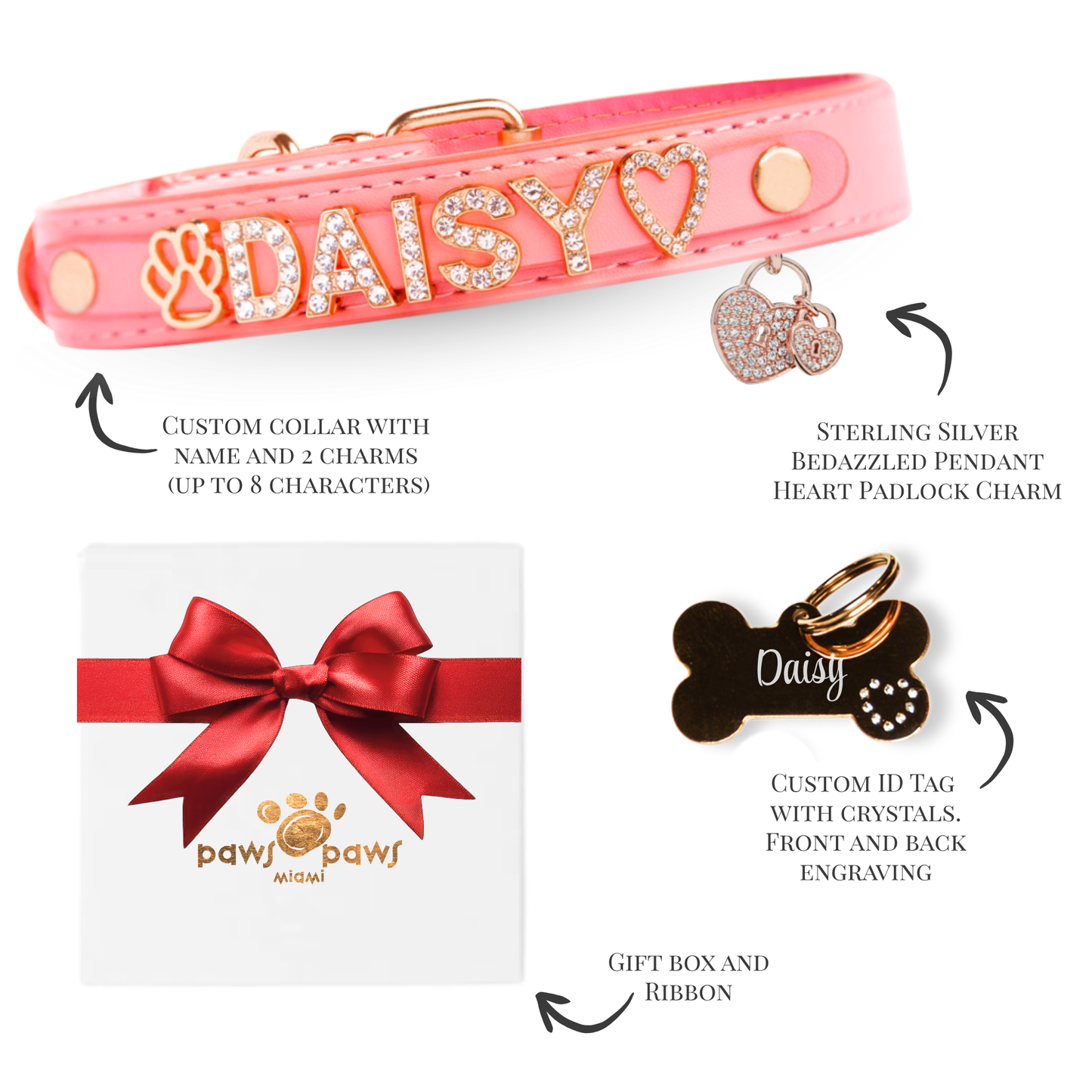Deluxe Sparkle Gift Set – Collar, ID Tag, Pendant Charm & Gift Box