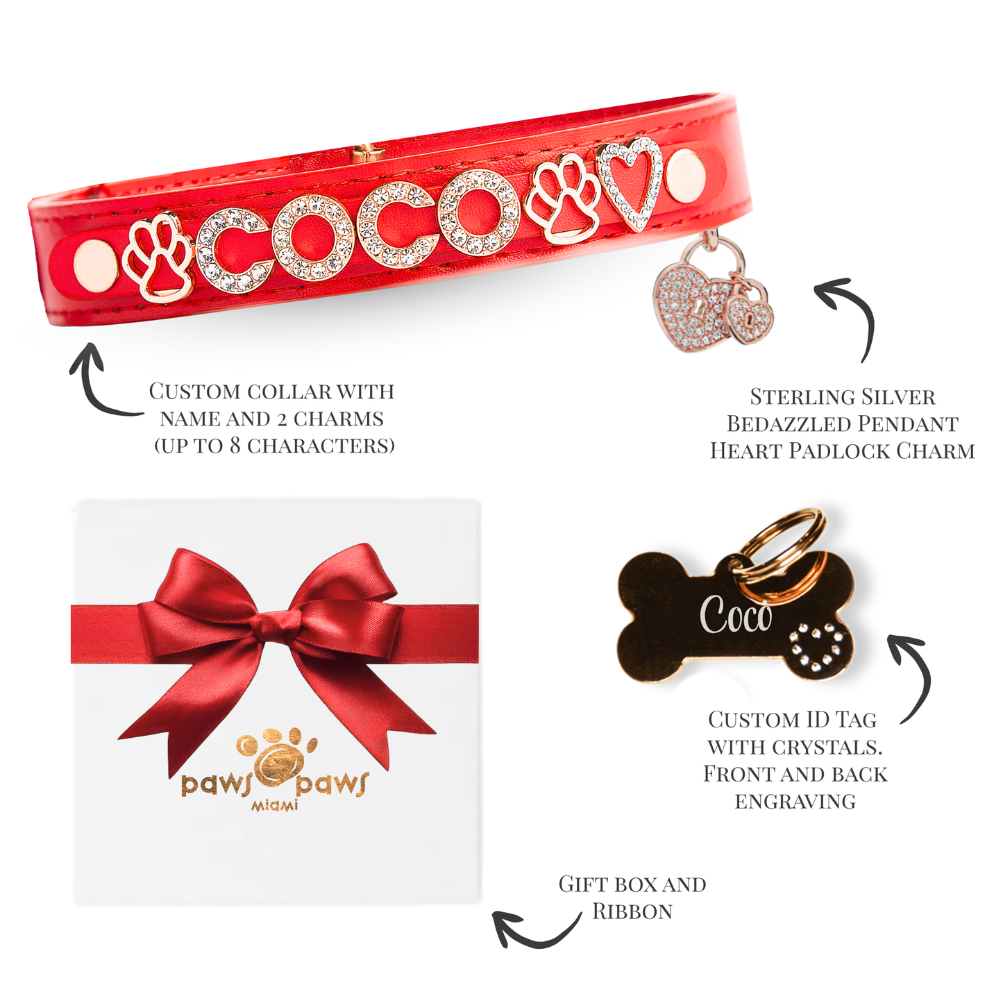 Deluxe Sparkle Gift Set – Collar, ID Tag, Pendant Charm & Gift Box